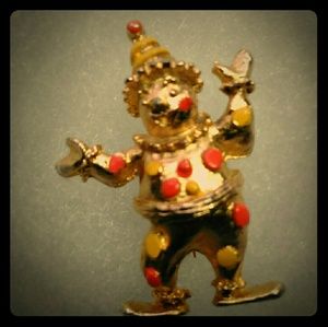 Very RARE!!! Vintage Clown Brooch